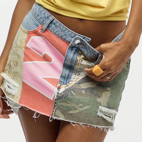 Colorful Patchwork Mini Skirt - Picture 3 of 4